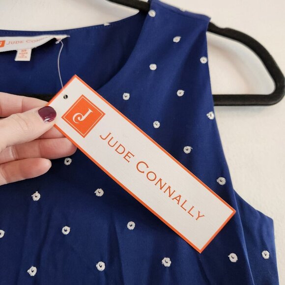 NWT Jude Connally Beth Shift Dress Eyelet Navy Blue Nautical Women's XS - Picture 7 of 10